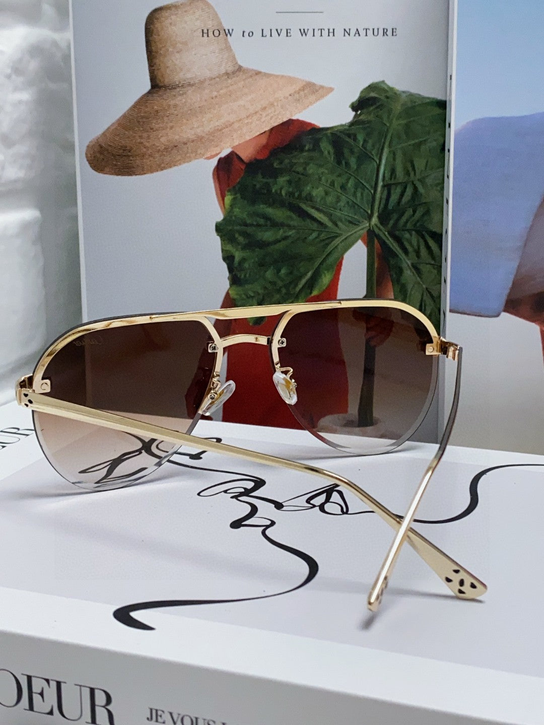 CARTIER PANTHÈRE AVIATOR FRAME SUNGLASSES 562065 IN METAL