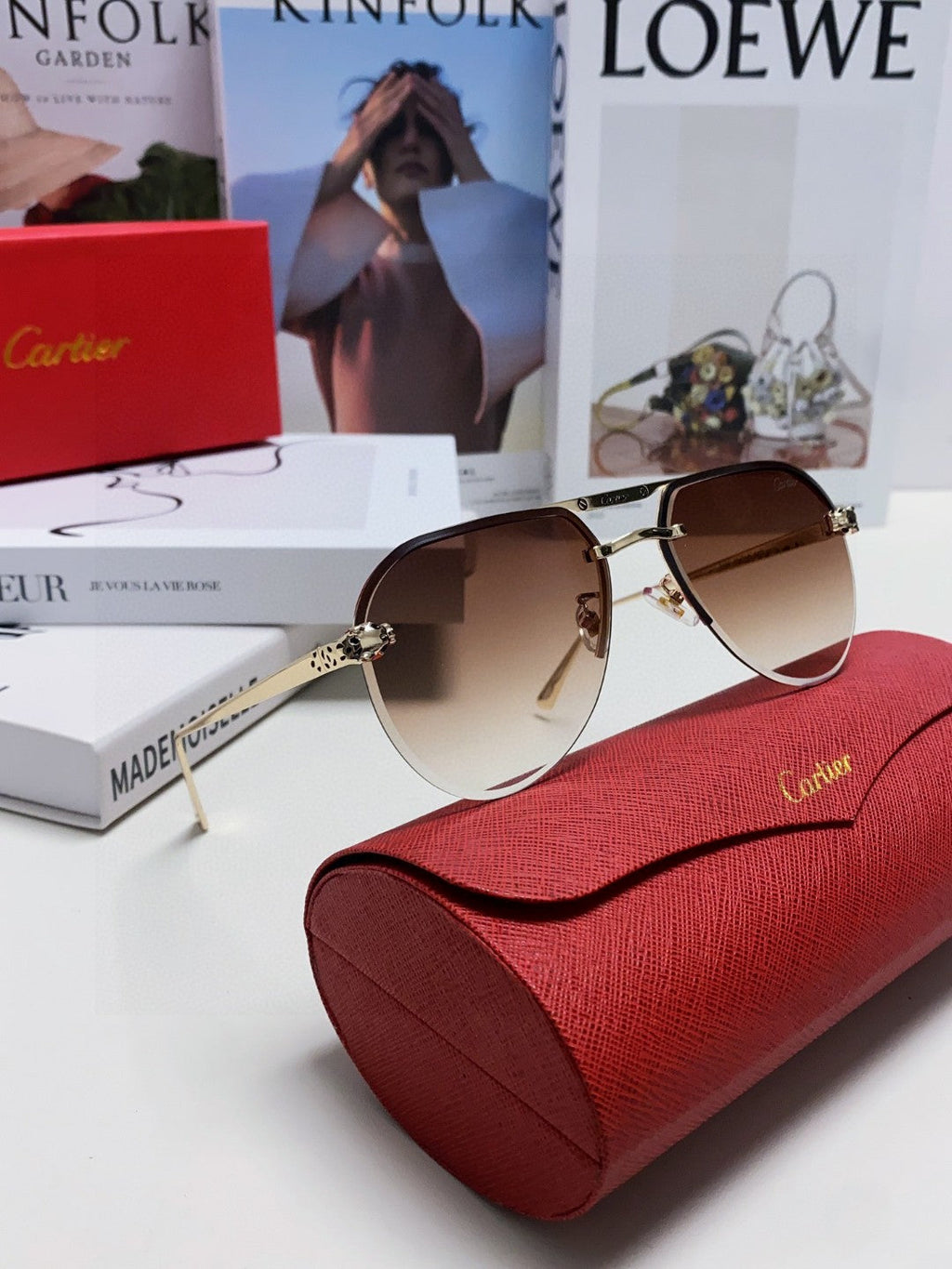 CARTIER PANTHÈRE AVIATOR FRAME SUNGLASSES 562065 IN METAL