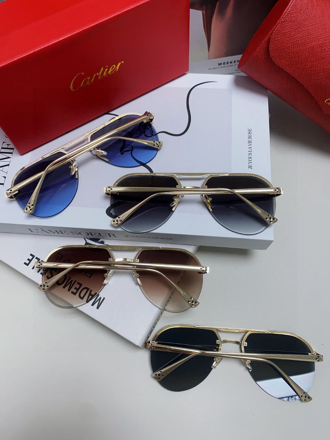 CARTIER PANTHÈRE AVIATOR FRAME SUNGLASSES 562065 IN METAL