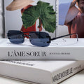 CARTIER SANTOS RIMLESS RECTANGULAR FRAME SUNGLASSES 562068 IN METAL