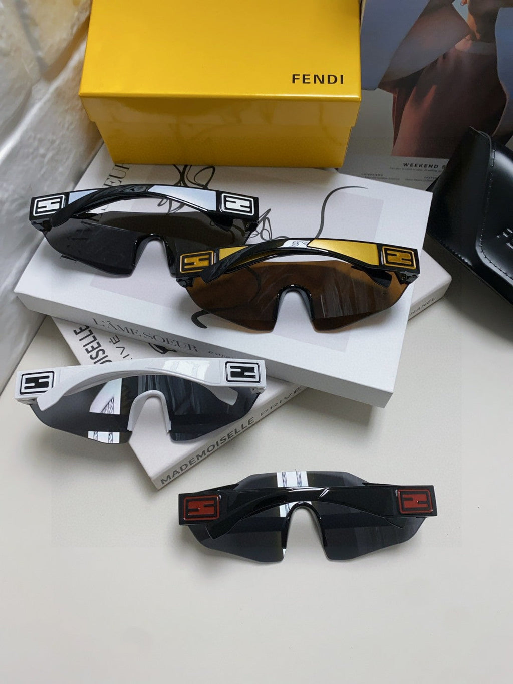 FENDI FF SQUARED VISOR FRAME SUNGLASSES 557144 IN ACETATE
