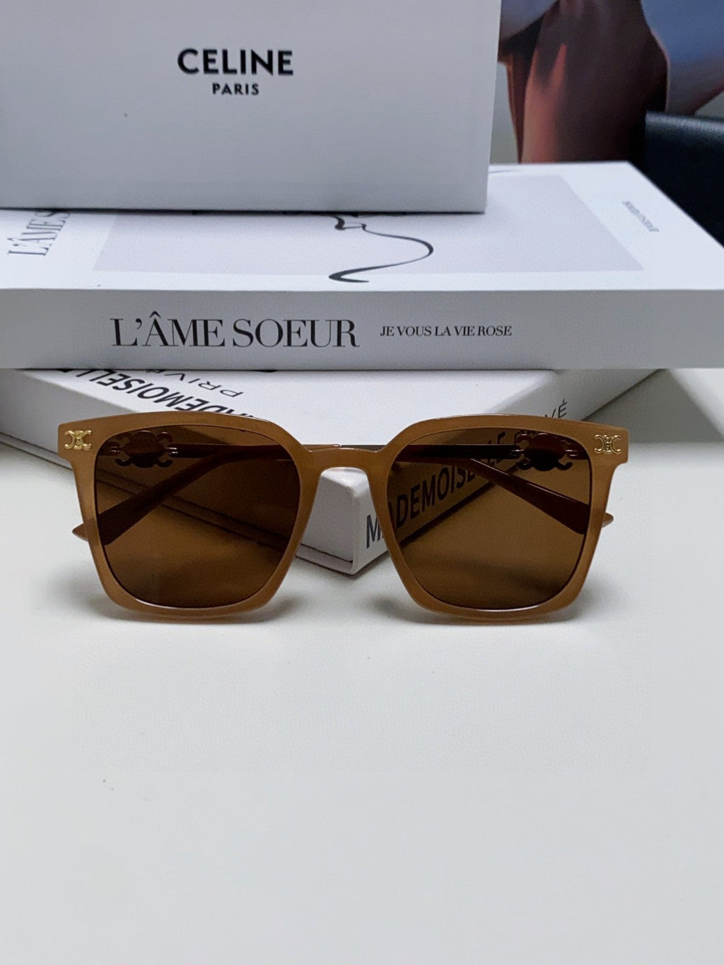 CELINE TRIOMPHE SUNGLASSES 497816 IN NUDE METAL