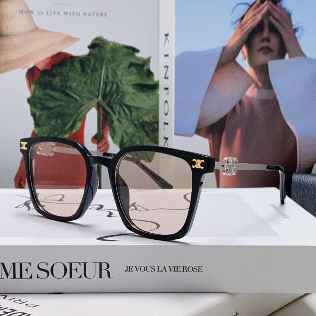 CELINE TRIOMPHE SUNGLASSES 497818 IN SILVER METAL LIGHT BROWN LENSES