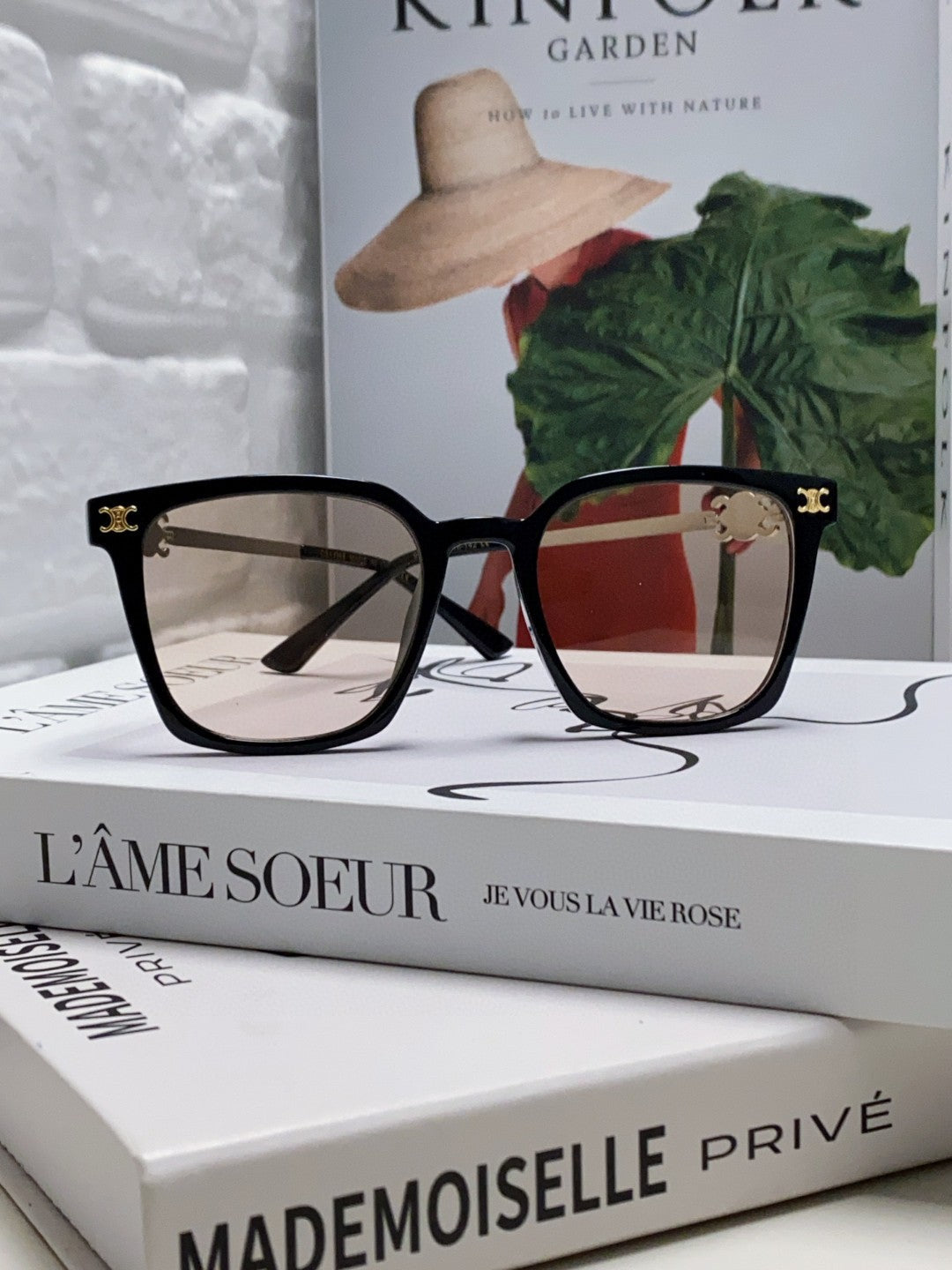 CELINE TRIOMPHE SUNGLASSES 497818 IN SILVER METAL LIGHT BROWN LENSES