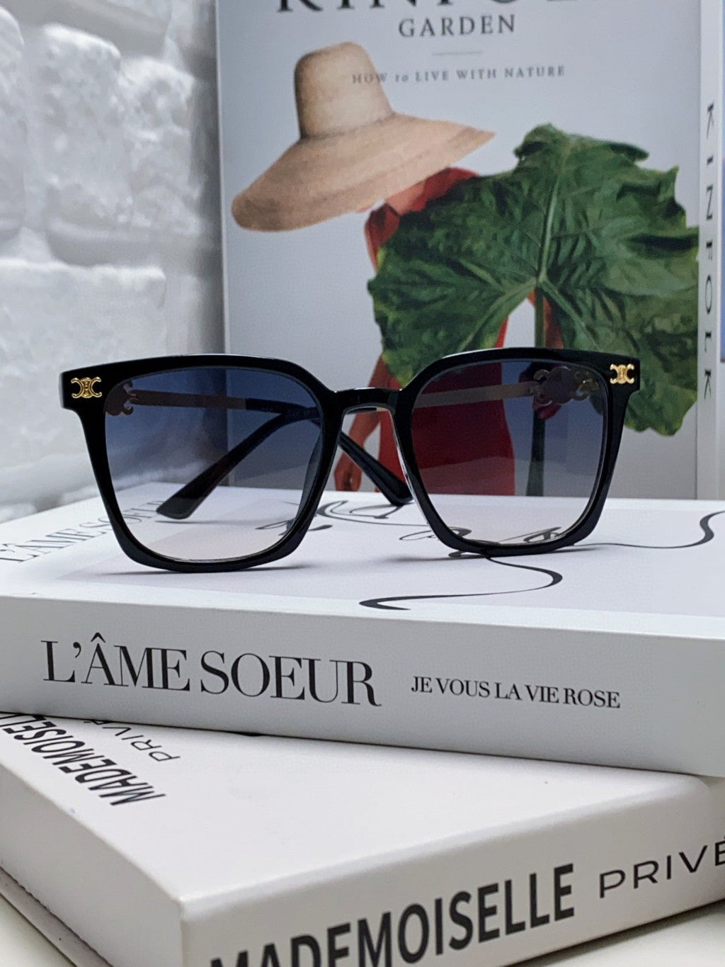 CELINE TRIOMPHE SUNGLASSES 497819 IN GOLD METAL BLACK SMOKE LENSES