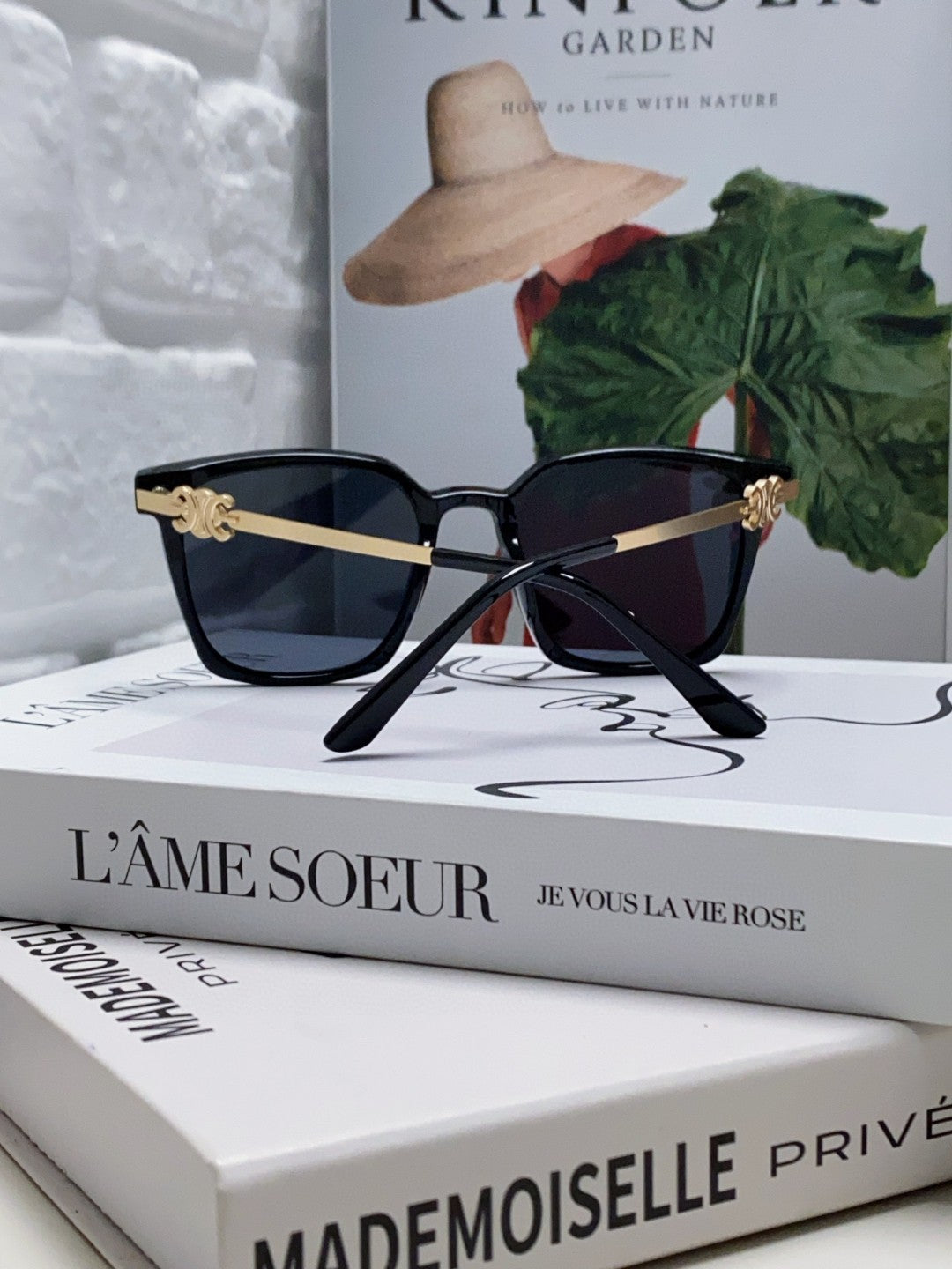 CELINE TRIOMPHE SUNGLASSES 497820 IN GOLD METAL BLACK LENSES