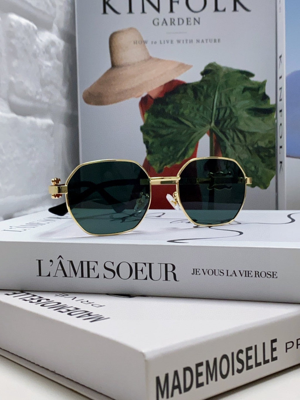 CELINE TRIOMPHE SUNGLASSES 497821 IN GOLD METAL DARK TEAL LENSES