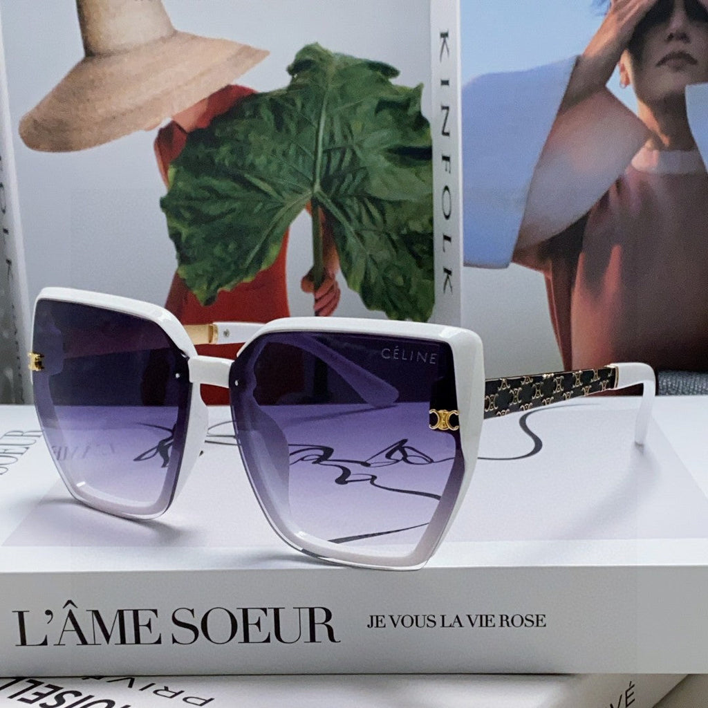 CELINE TRIOMPHE SUNGLASSES 497829 IN WHITE ACETATE EMBOSSED LOGO