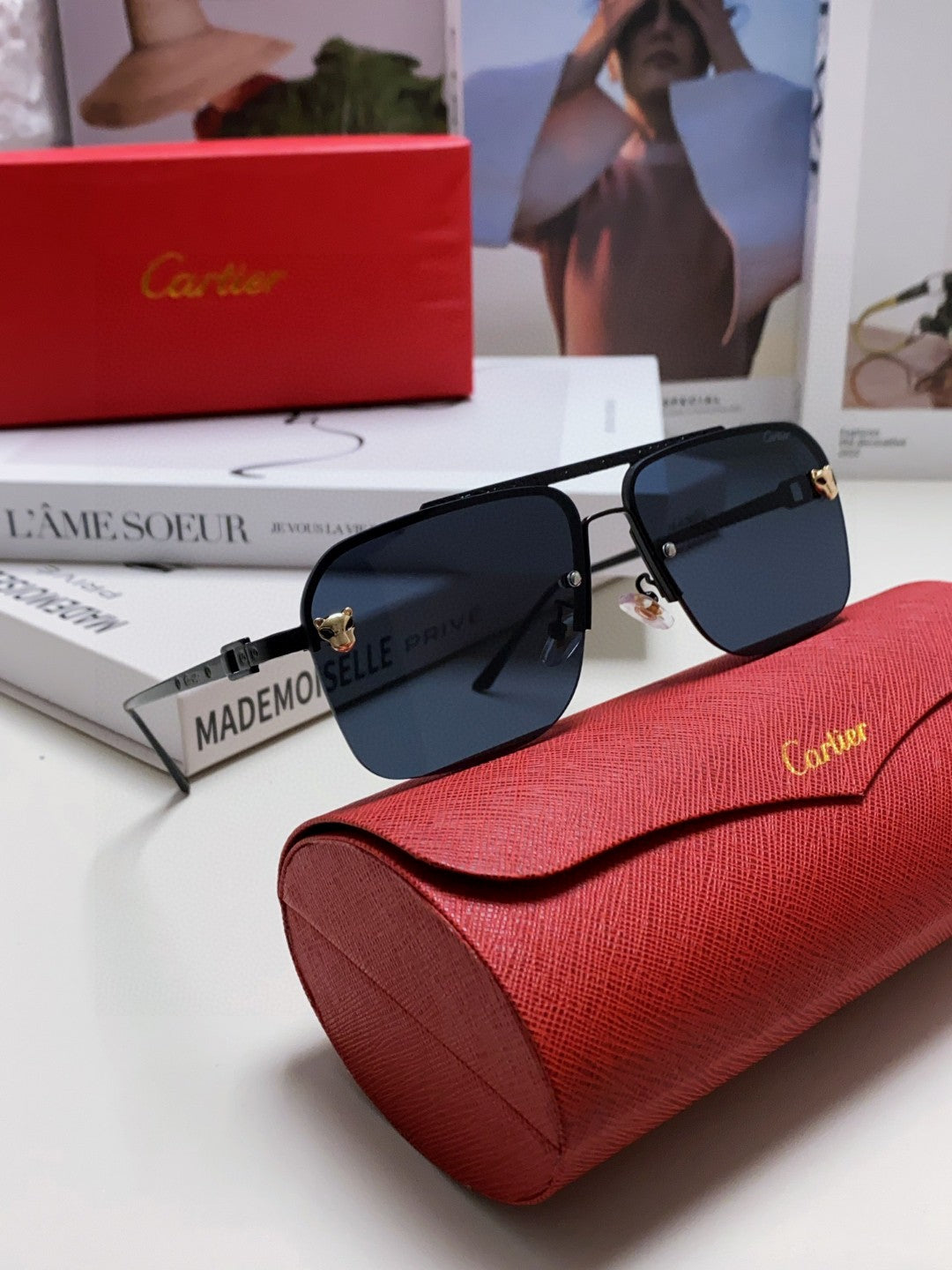 CARTIER PANTHÈRE SQUARE FRAME SUNGLASSES 543534 IN METAL