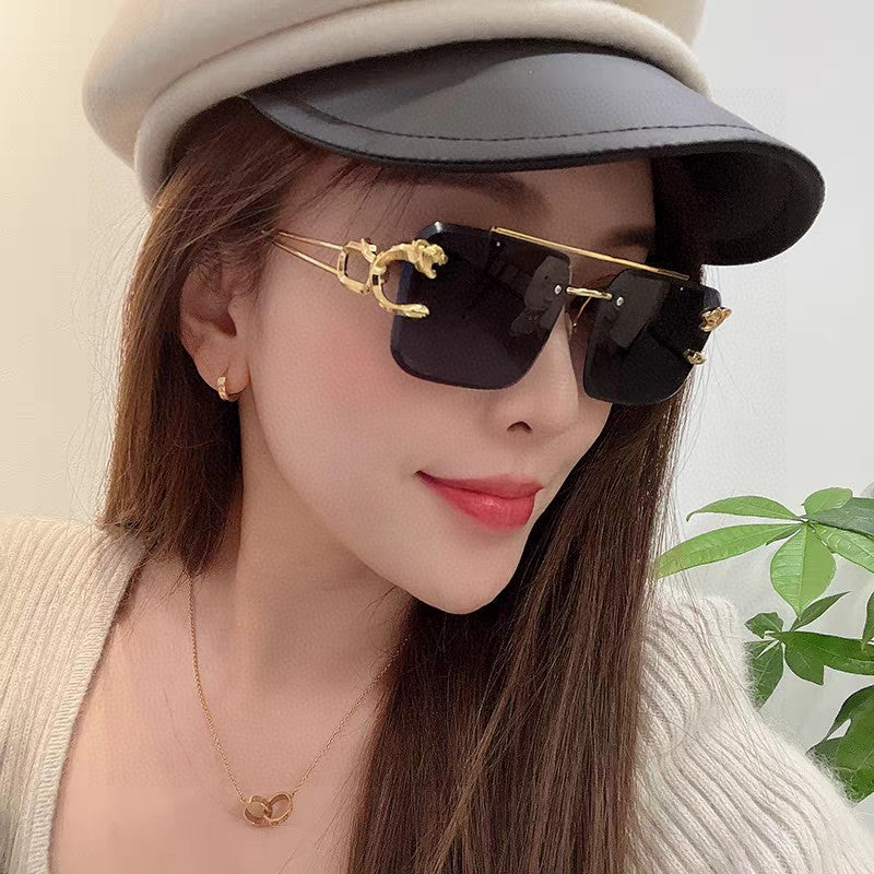 CARTIER PANTHÈRE RIMLESS RECTANGULAR FRAME SUNGLASSES 543542 IN METAL