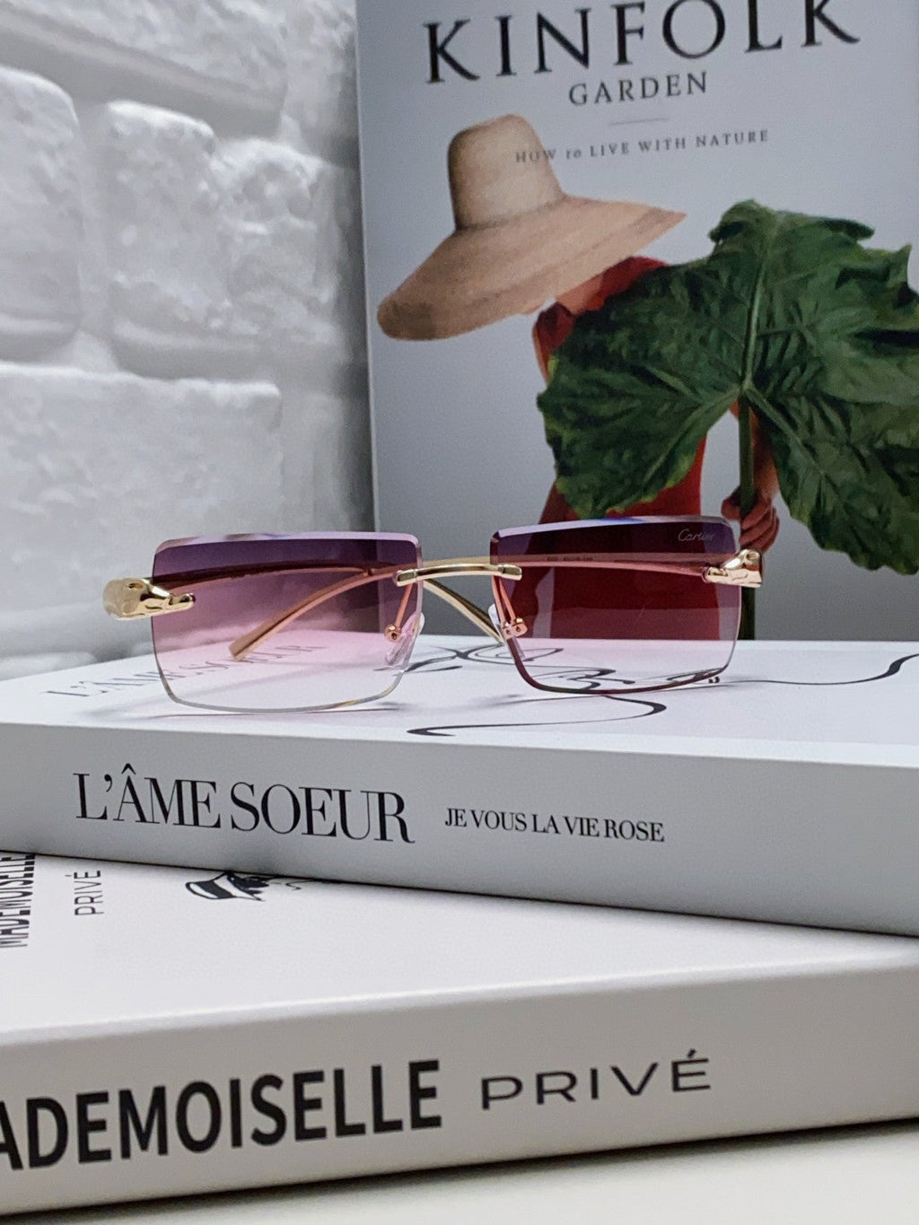 CARTIER PANTHÈRE RIMLESS RECTANGULAR FRAME SUNGLASSES 543543 IN METAL