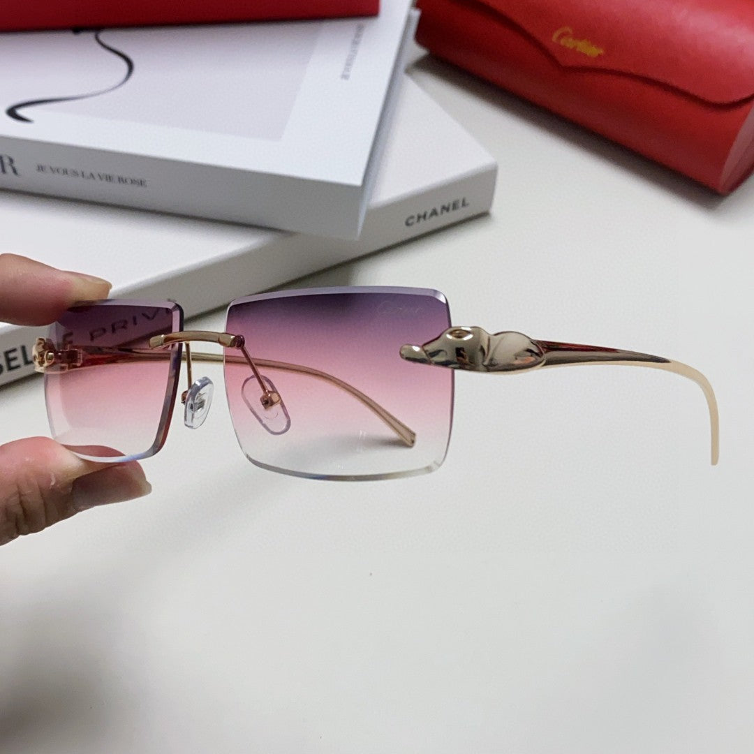 CARTIER PANTHÈRE RIMLESS RECTANGULAR FRAME SUNGLASSES 543543 IN METAL