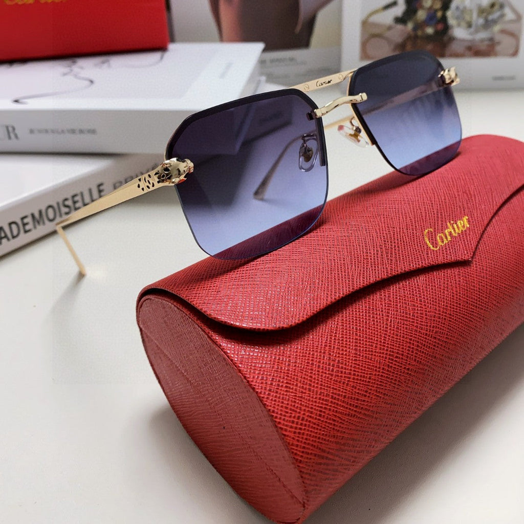CARTIER PANTHÈRE RIMLESS RECTANGULAR FRAME SUNGLASSES 543546 IN METAL
