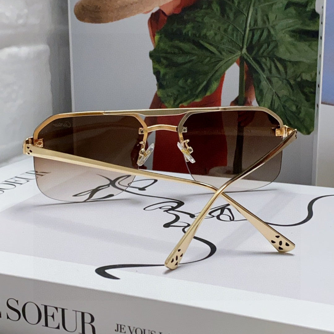 CARTIER PANTHÈRE RIMLESS RECTANGULAR FRAME SUNGLASSES 543546 IN METAL