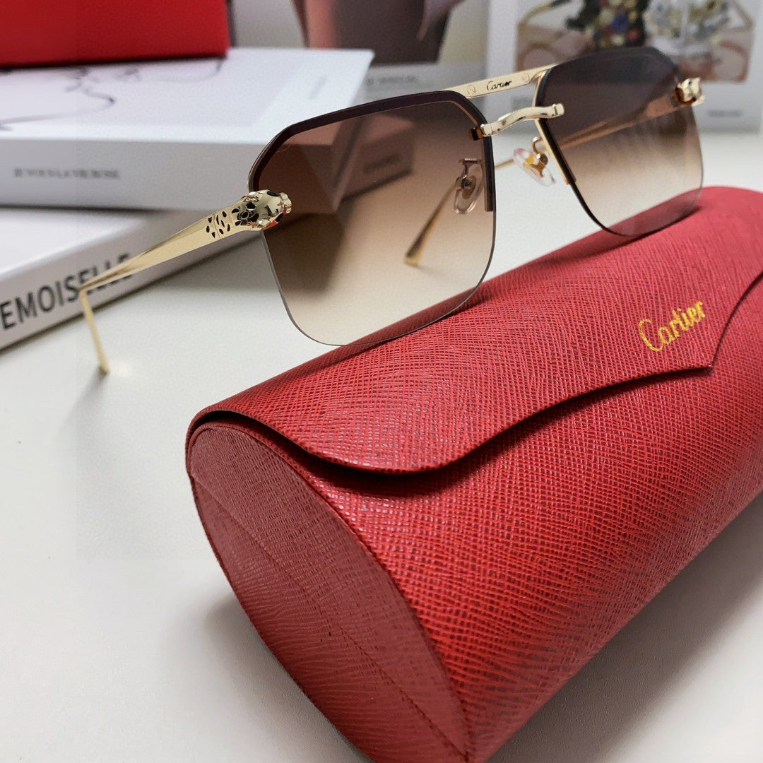 CARTIER PANTHÈRE RIMLESS RECTANGULAR FRAME SUNGLASSES 543546 IN METAL