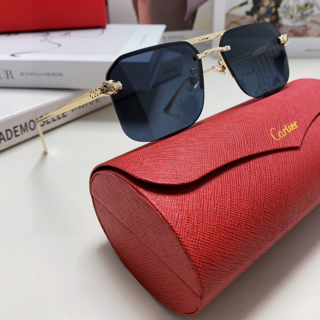 CARTIER PANTHÈRE RIMLESS RECTANGULAR FRAME SUNGLASSES 543546 IN METAL