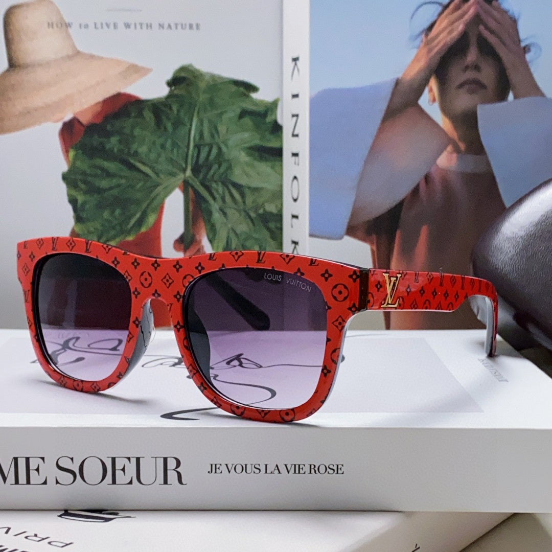 LOUIS VUITTON MONOGRAM SUNGLASSES 581385 IN RED ACETATE FRAME