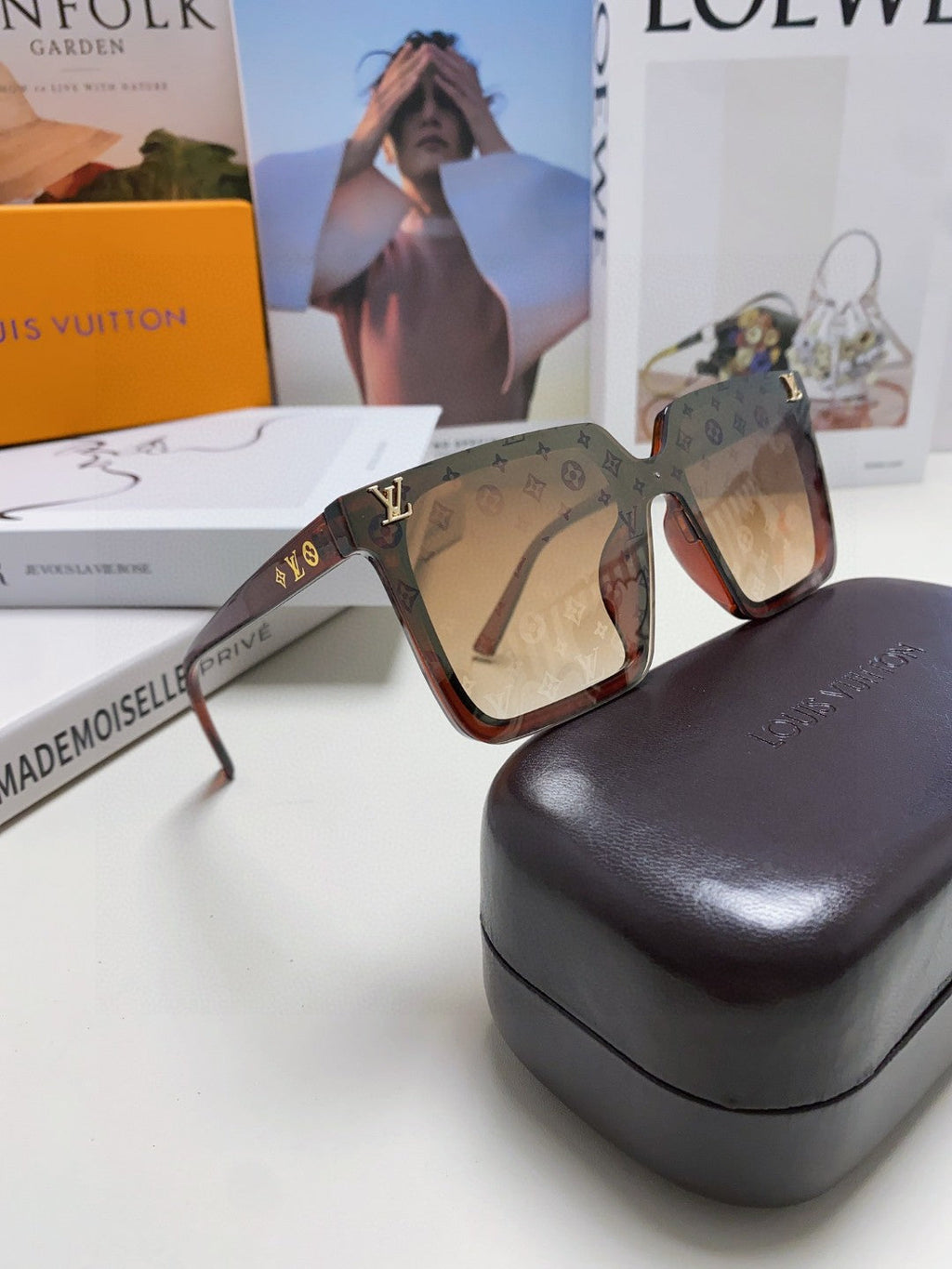 LOUIS VUITTON SQUARE SUNGLASSES 581367 IN BROWN ACETATE MONOGRAM MASK ON LENS
