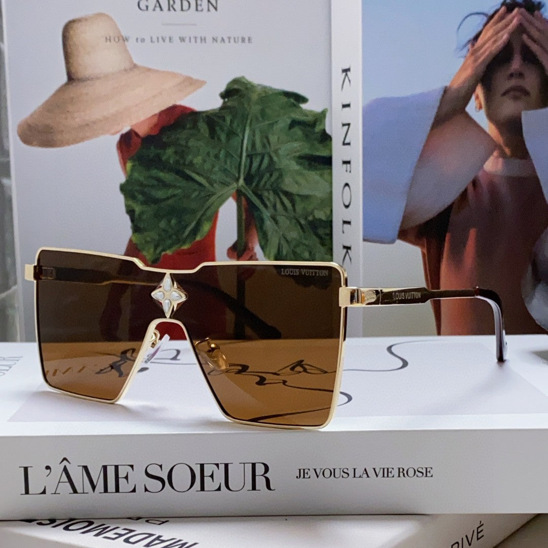 LOUIS VUITTON CYCLONE SUNGLASSES 581374 IN GOLD METAL BRWON LENSES