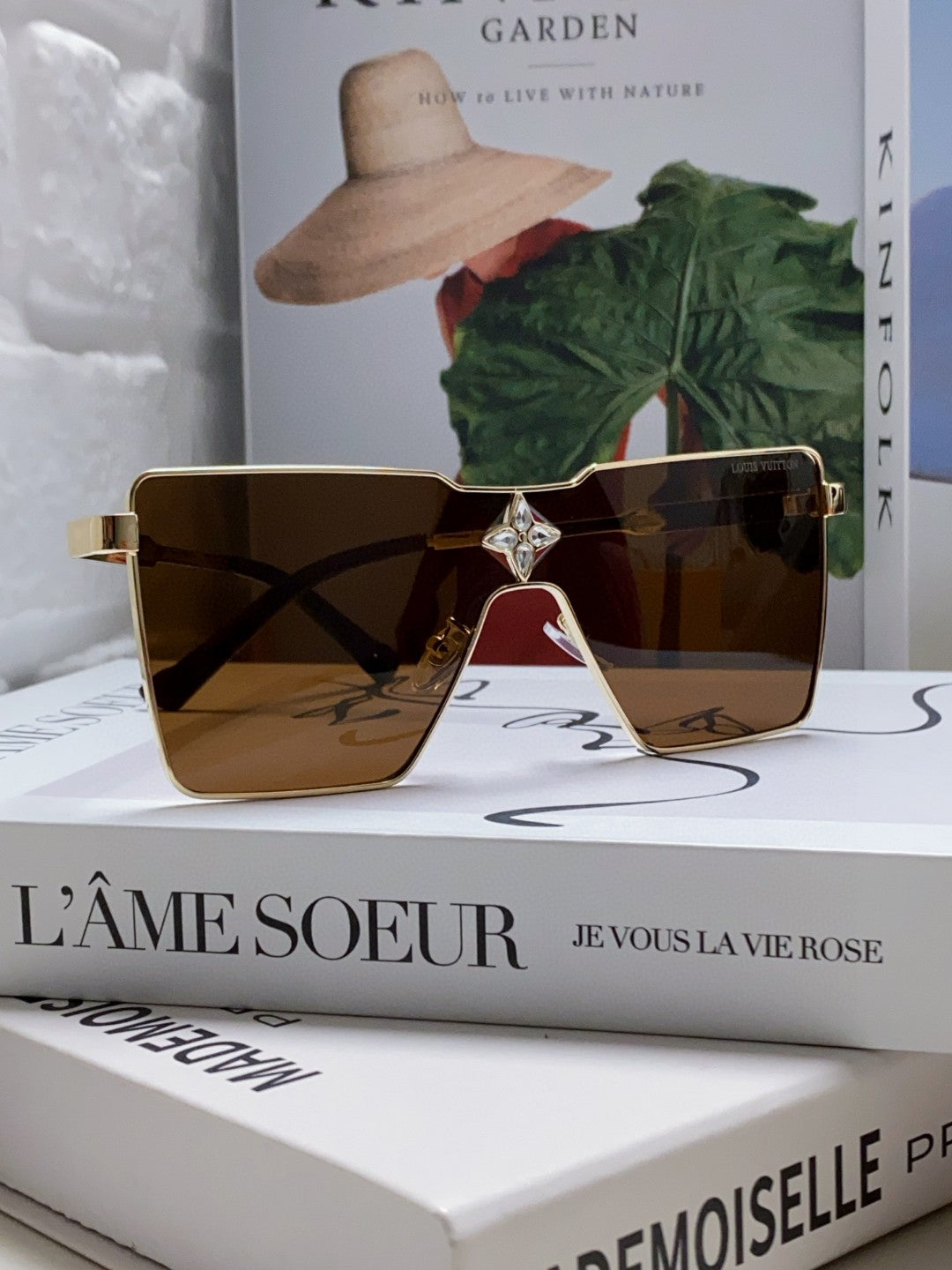 LOUIS VUITTON CYCLONE SUNGLASSES 581374 IN GOLD METAL BRWON LENSES