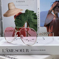 LOUIS VUITTON CHAIN PILOT SUNGLASSES 581380 IN SILVER METAL PINK SMOKE LENSES