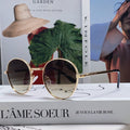 LOUIS VUITTON SIGNATURE ROUND SUNGLASSES 581382 IN GOLD METAL BROWN SMOKE LENSES