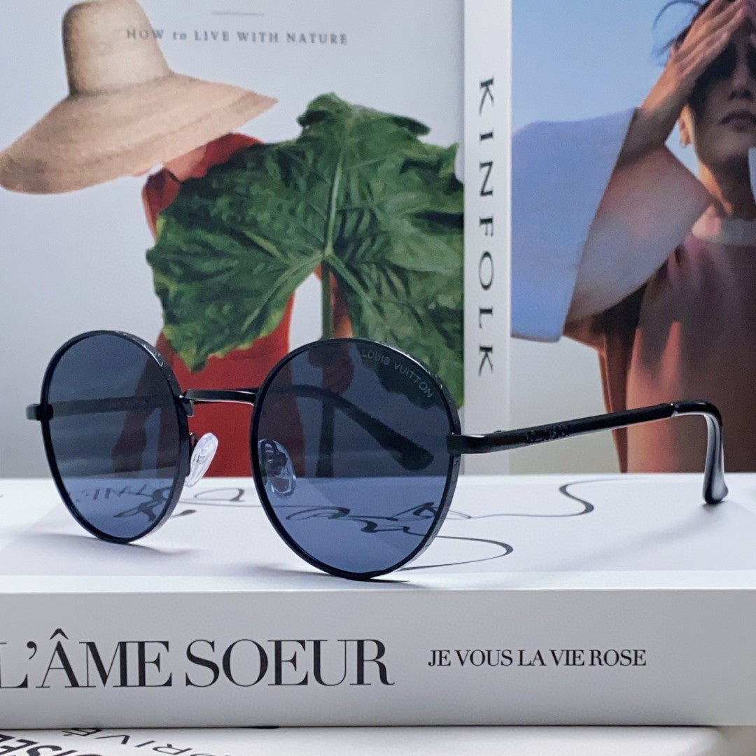 LOUIS VUITTON SIGNATURE ROUND SUNGLASSES 581383 IN BLACK METAL