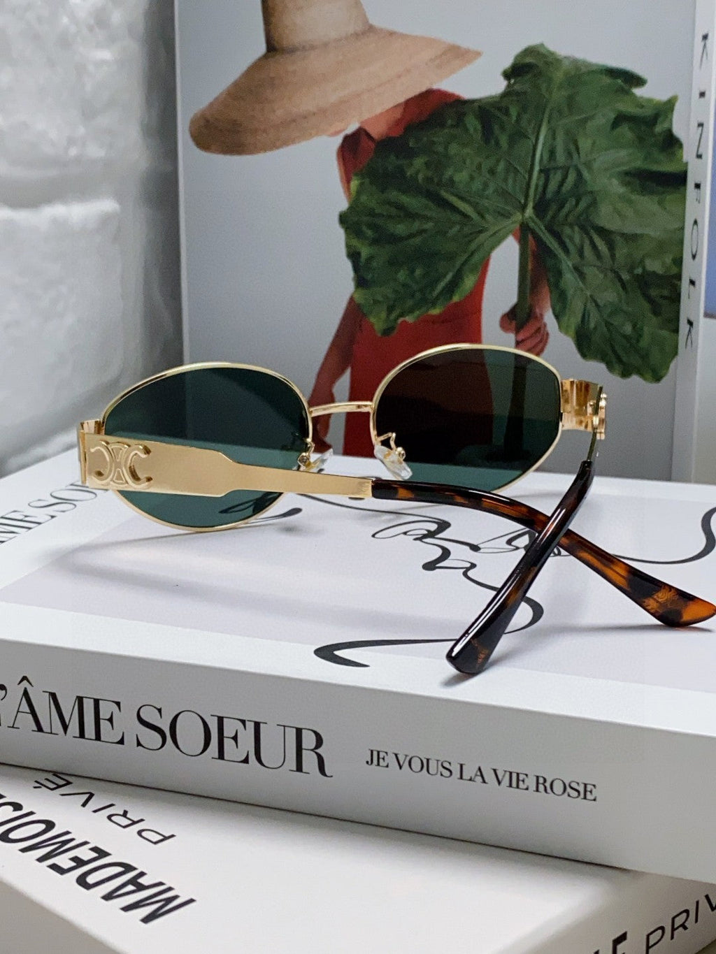 CELINE TRIOMPHE SUNGLASSES 548596 IN METAL BLACK LENSES