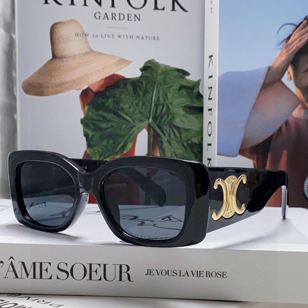 CELINE TRIOMPHE SUNGLASSES 548602 IN BLACK ACETATE