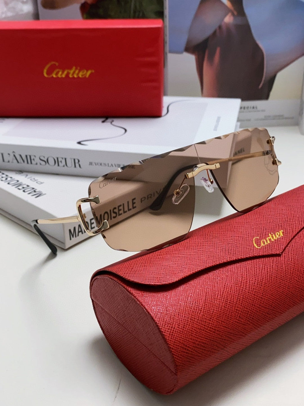 CARTIER RIMLESS NAVIGATOR FRAME SUNGLASSES 548665 IN METAL