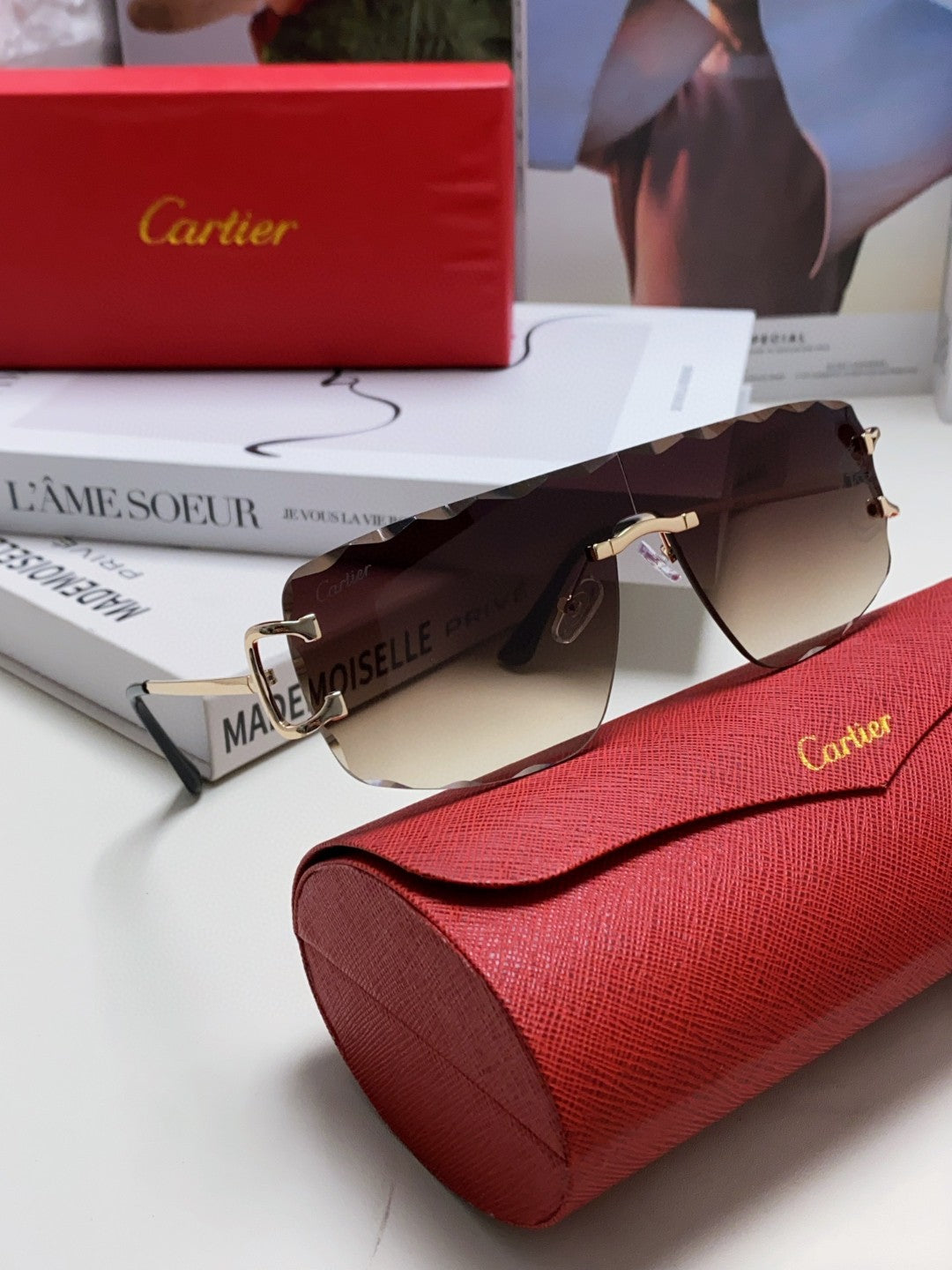 CARTIER RIMLESS NAVIGATOR FRAME SUNGLASSES 548665 IN METAL
