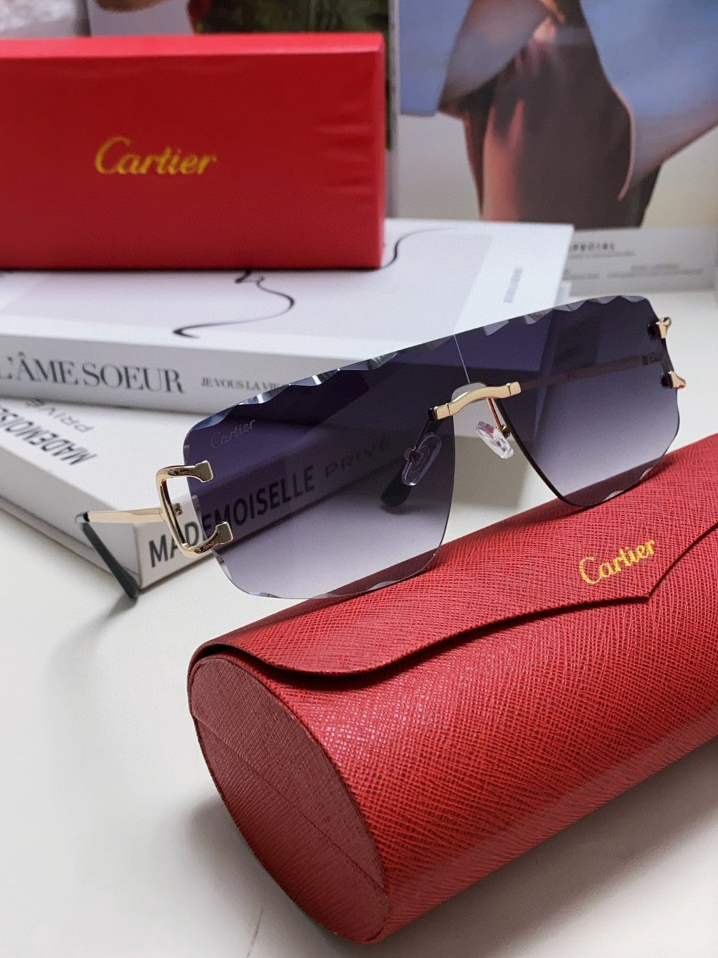 CARTIER RIMLESS NAVIGATOR FRAME SUNGLASSES 548665 IN METAL