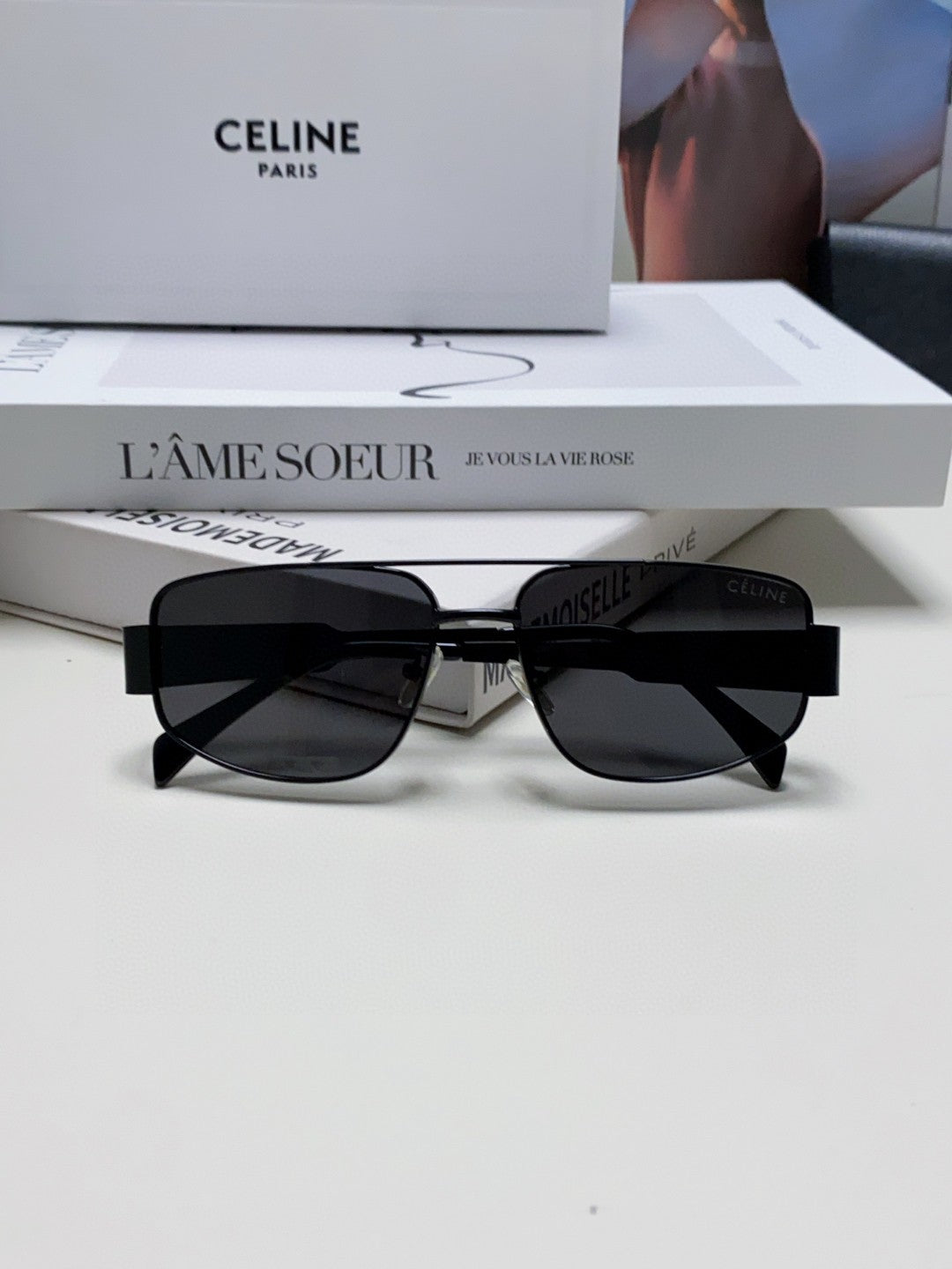 CELINE TRIOMPHE SUNGLASSES 512996 IN BLACK METAL