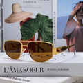 CELINE TRIOMPHE SUNGLASSES 512998 IN GOLD METAL BROWN LENSES