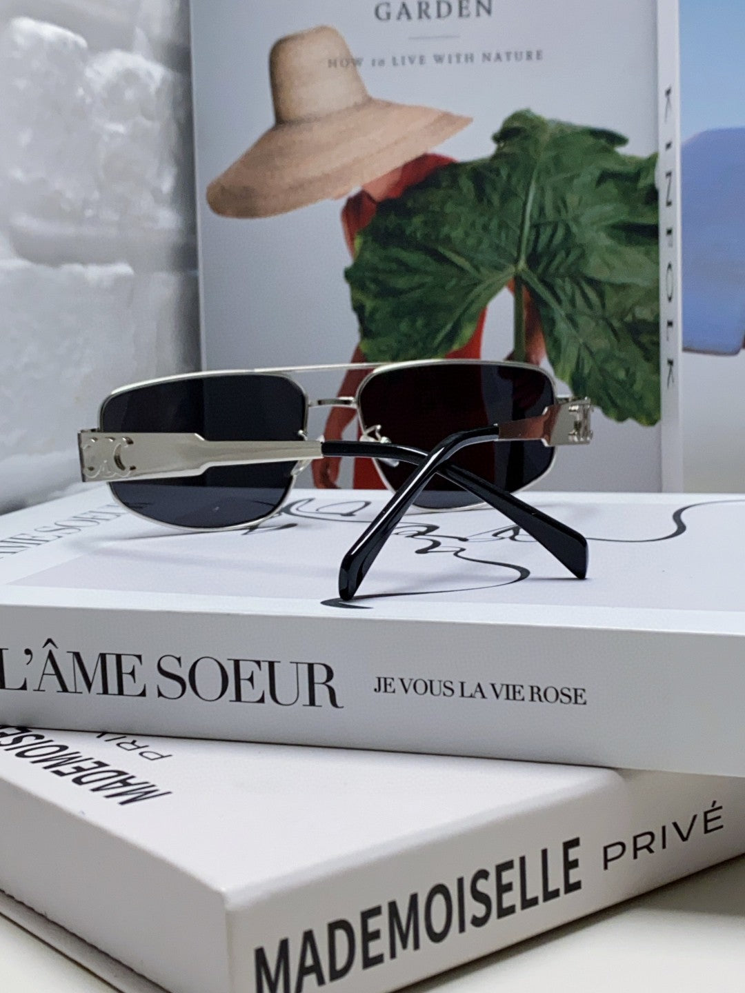 CELINE TRIOMPHE SUNGLASSES 512999 IN SILVER METAL BLACK LENSES