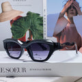 MIU MIU LOGO CAT EYE SUNGLASSES 513008 IN BLACK ACETATE WAVY FRAME