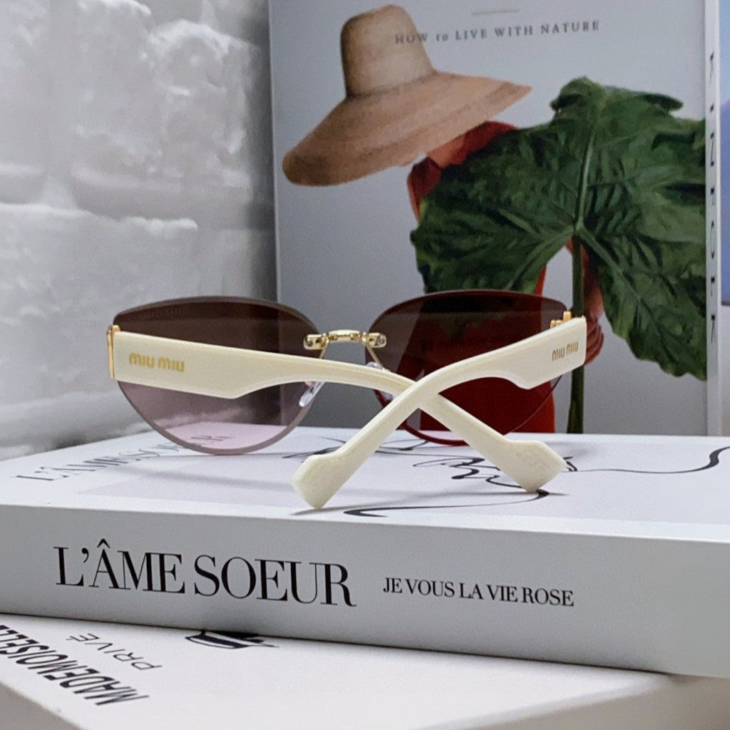 MIU MIU LOGO SUNGLASSES 513011 IN WHITE ACETATE