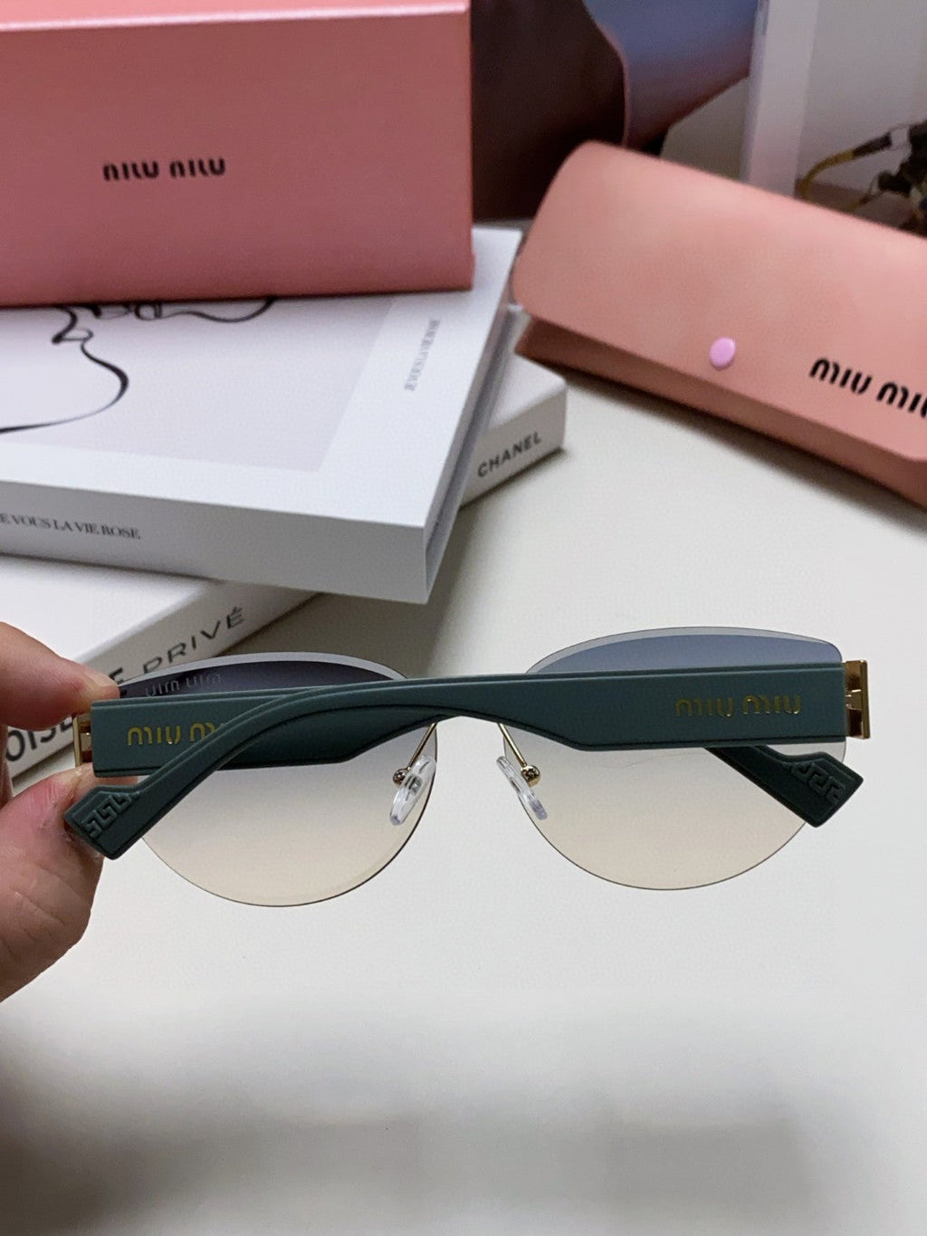 MIU MIU LOGO SUNGLASSES 513012 IN BLUE ACETATE