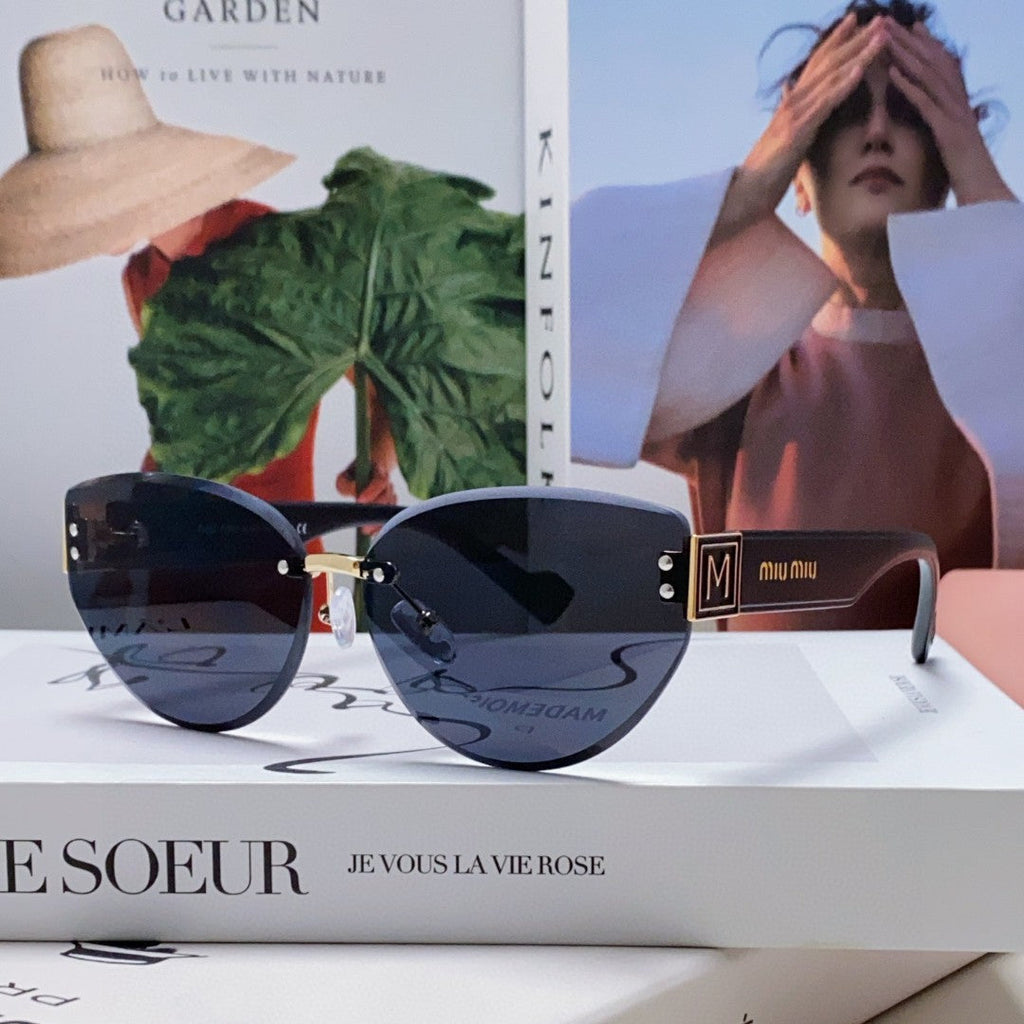 MIU MIU LOGO SUNGLASSES 513013 IN BLACK ACETATE