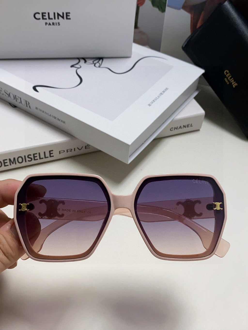 CELINE TRIOMPHE SUNGLASSES 552769 IN PINK ACETATE