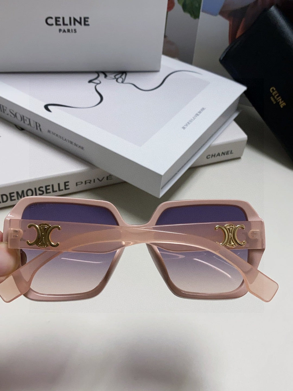 CELINE TRIOMPHE SUNGLASSES 552769 IN PINK ACETATE