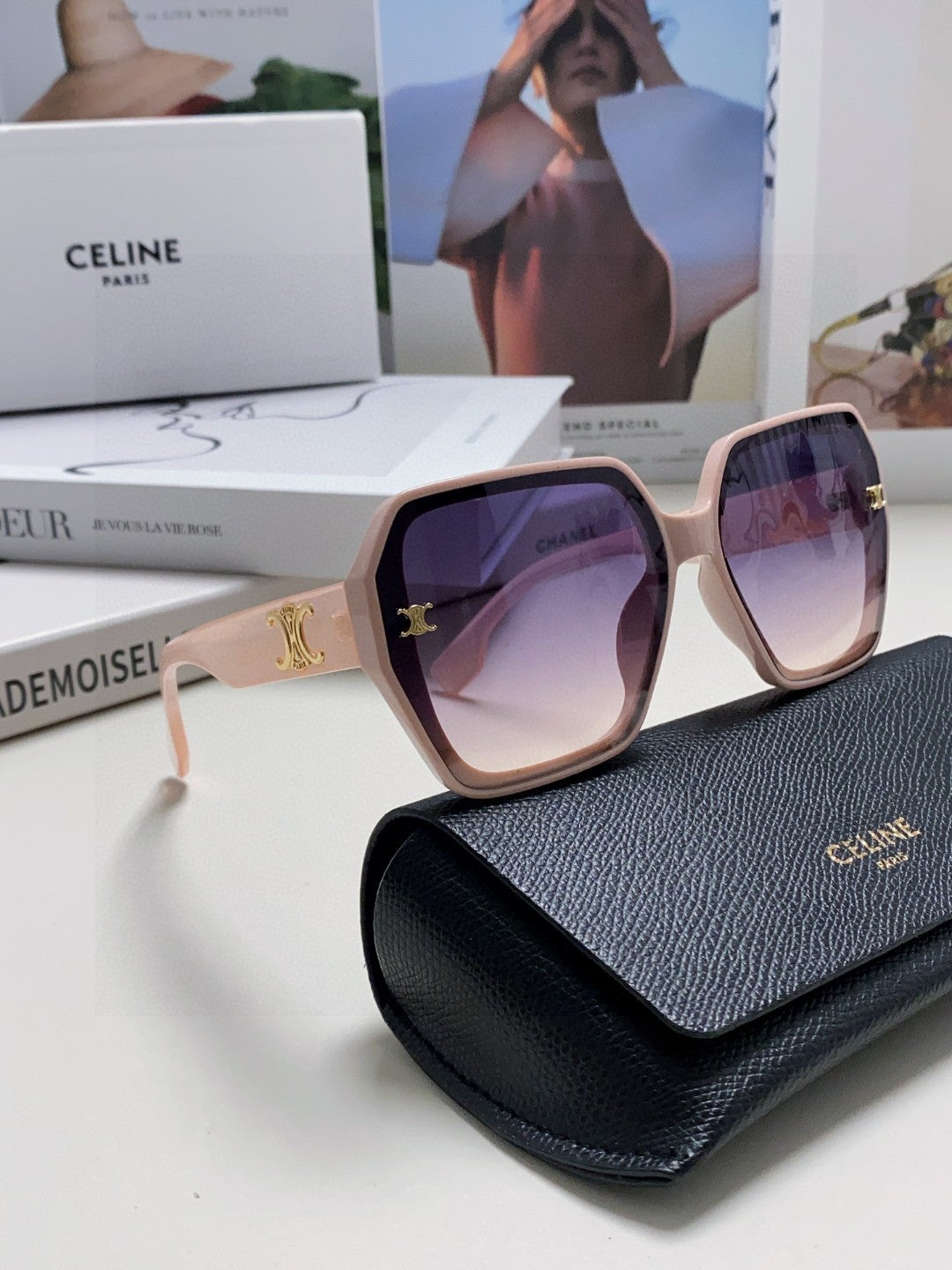 CELINE TRIOMPHE SUNGLASSES 552769 IN PINK ACETATE