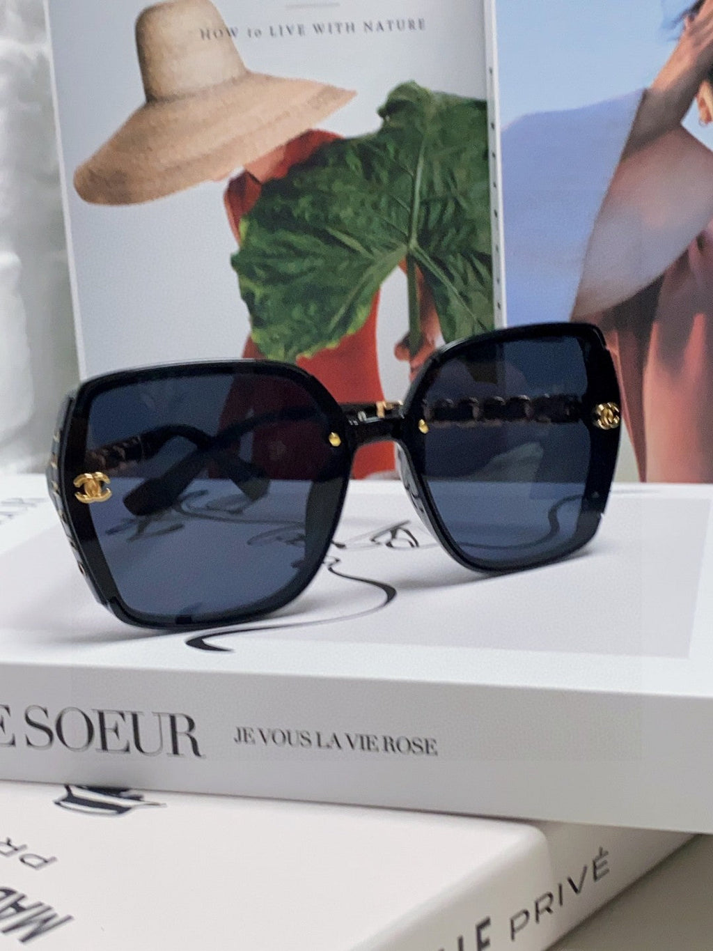 CHANEL SQUARE SUNGLASSES 632876 IN BLACK ACETATE