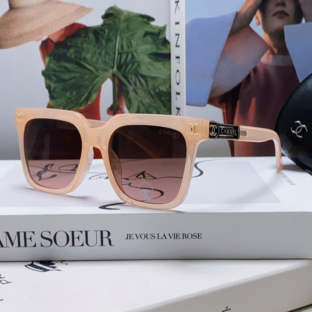 CHANEL SQUARE SUNGLASSES 632877 IN PINK CLEAR ACETATE