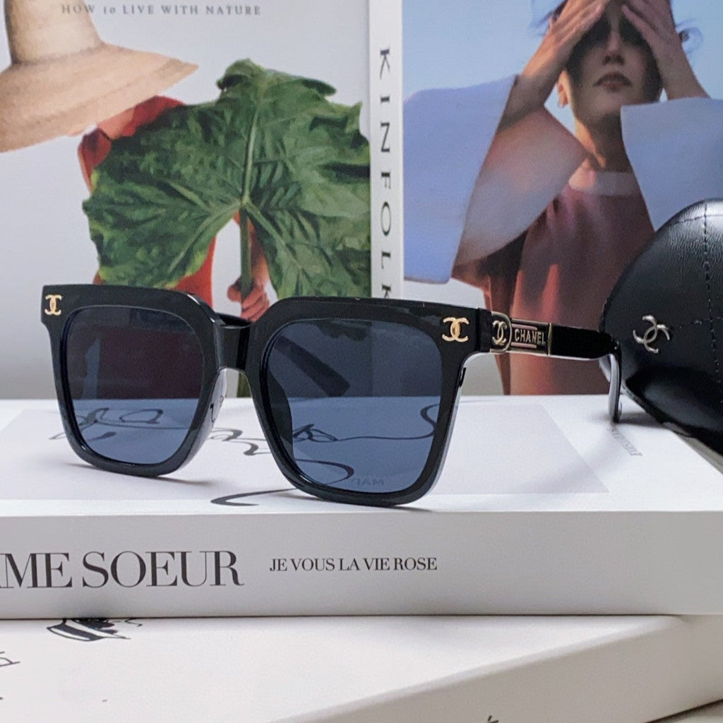 CHANEL SQUARE SUNGLASSES 632880 IN BLACK ACETATE