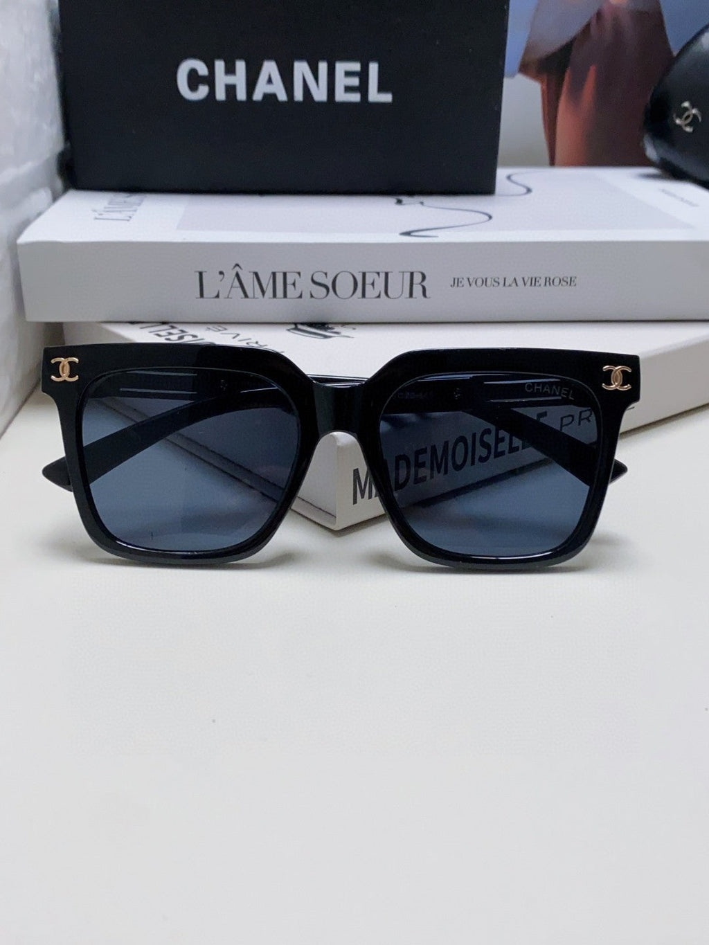 CHANEL SQUARE SUNGLASSES 632880 IN BLACK ACETATE