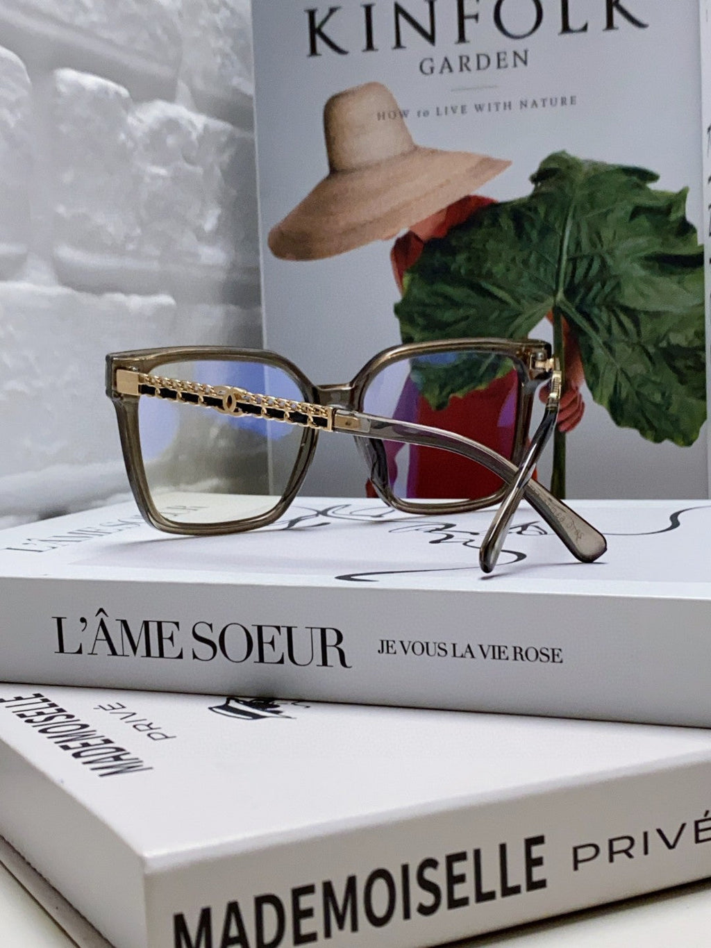 CHANEL SQUARE SUNGLASSES 632881 IN GRAY CLEAR ACETATE