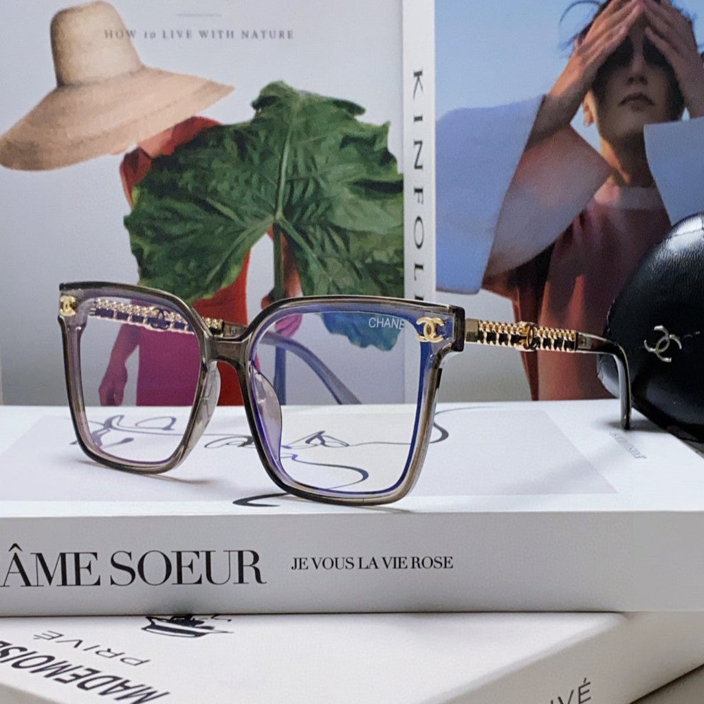 CHANEL SQUARE SUNGLASSES 632881 IN GRAY CLEAR ACETATE
