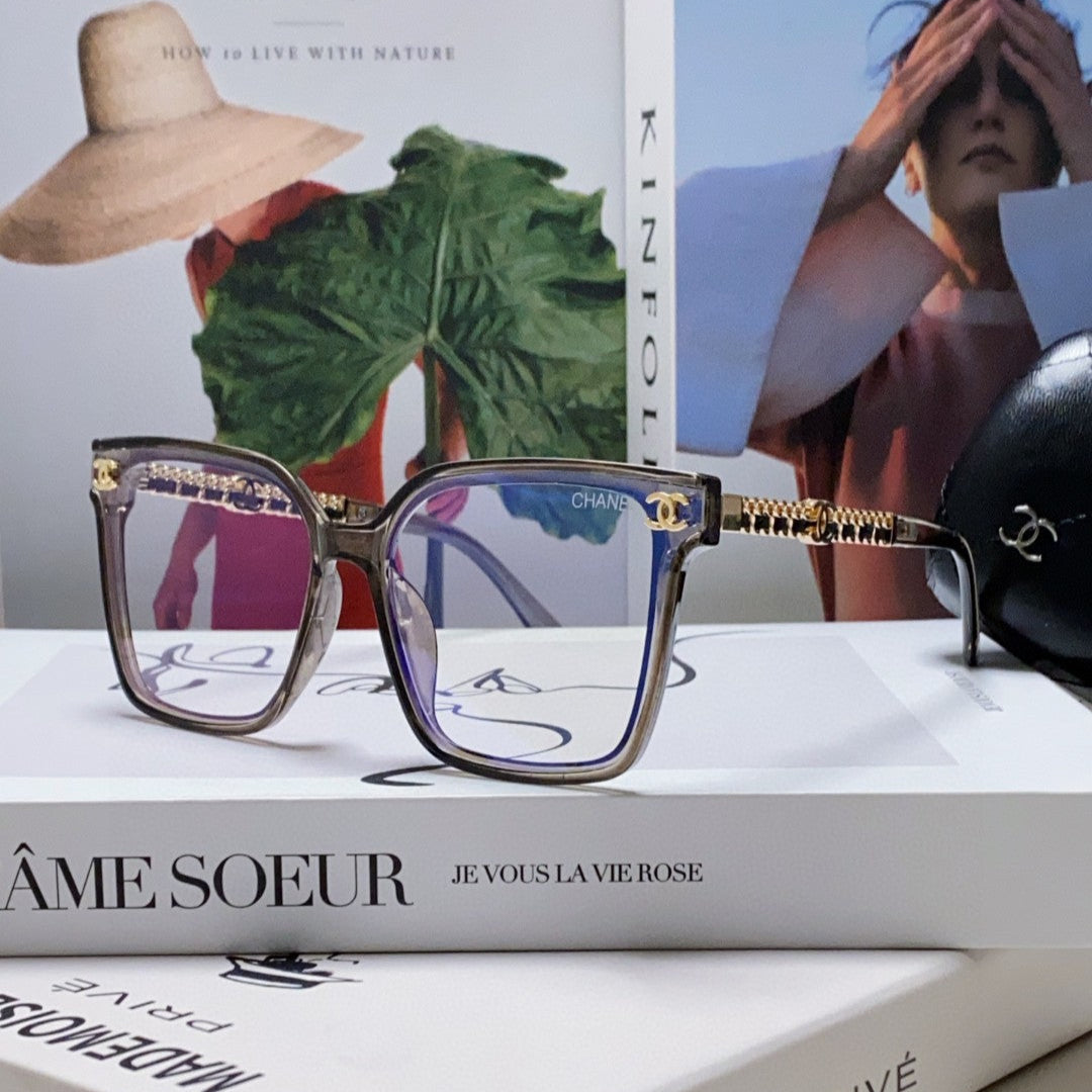 CHANEL SQUARE SUNGLASSES 632881 IN GRAY CLEAR ACETATE