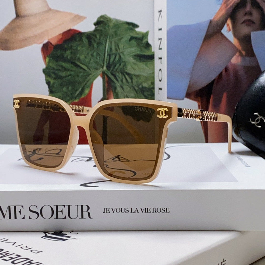 CHANEL SQUARE SUNGLASSES 632884 IN BEIGE CLEAR ACETATE